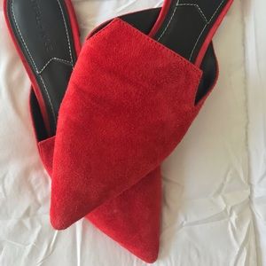 Kendall + Kylie red flat mules, size 8